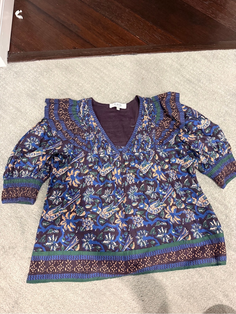 Sea New York Floral V-Neck Tunic Top in Navy